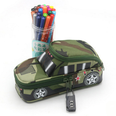 New camouflage suv pen bag with password lock large capacity simulation vehicle students stationery bag