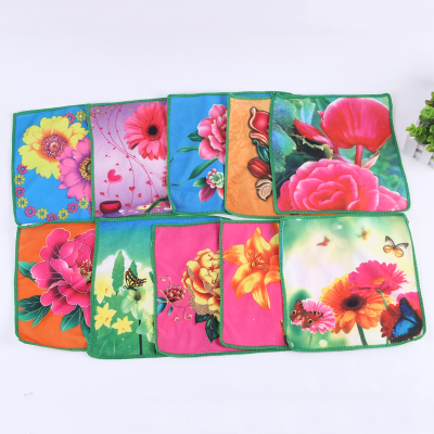 Factory direct sale color stereo printing flowers square small square handkerchief handkerchief.