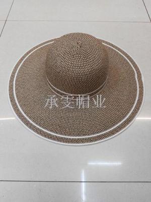 Hat lady foldable large eaves sun beach Hat beach sunshade Hat beach holiday straw Hat sun block Hat