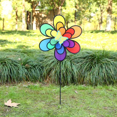 Manufacturer direct sale of the new toy windmill photography props for the three-layer black side round leaf wind vehicle