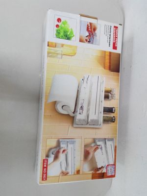 Three-layer plastic film holder plastic film cutter paper towel holder storage rack