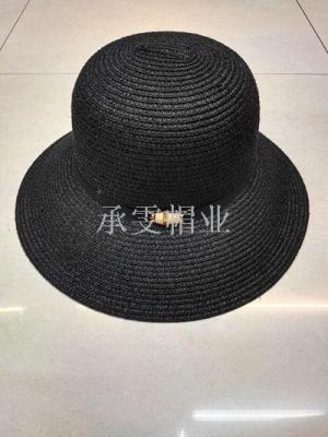 Chengwen straw hat sun hat summer sun hat tide jojoba Korean version of patchbeach hat big eaves female