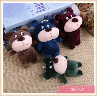Standing bear plush toys, creative plush cartoon bear key chain hanging pieces stuffed with stuffed animals.