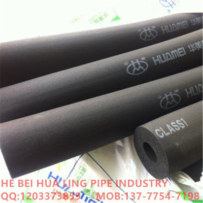 Hebei hualing rubber and plastic insulation pipe b1 class flame retardant heat insulation and cooling black air conditioning rubber and plastic pipe