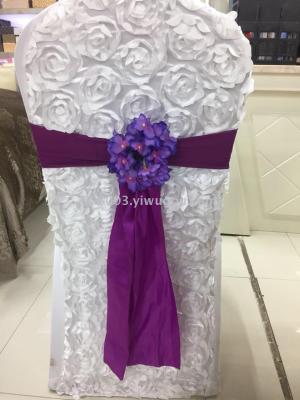 Decoration back flower bowknot free tie wedding manufacturers direct sales Zheng hao hotel supplies factory chair cover back decoration back flower bowknot free tie wedding direct sales
