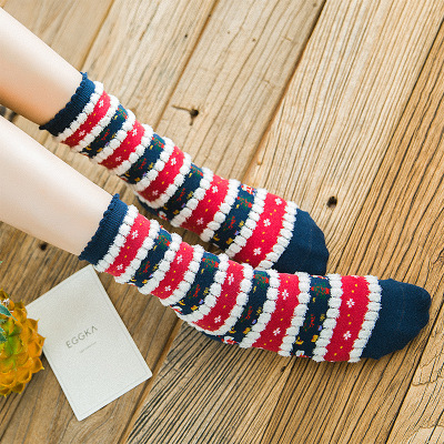 winter Christmas cartoon feather yarn of the stockings, han version lady socks lovers floor socks cotton socks