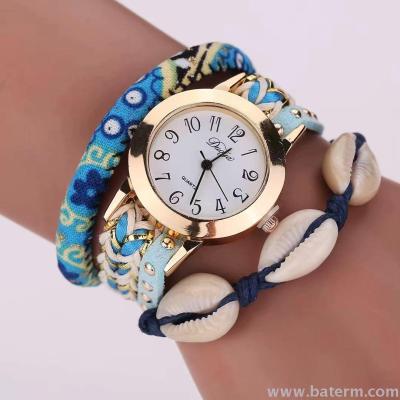 Fashion popular folk style retro series woven shells multi-layer bracelet watch