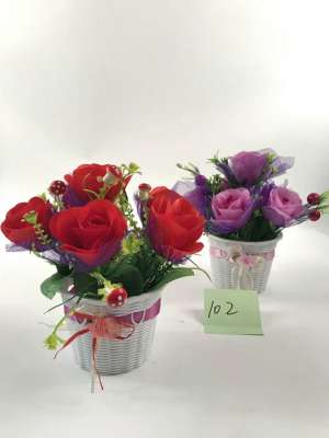 Factory direct sales new simulation flower pot potted flower potted flower vase rose emulation flowers