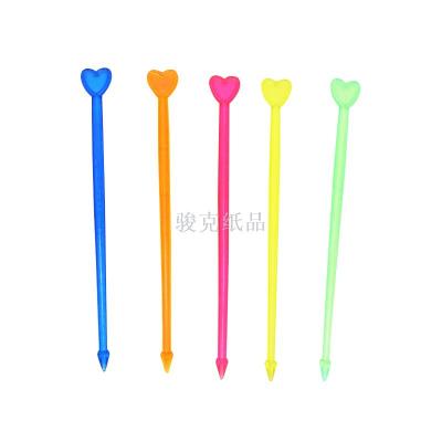 Long color small love arrow fruit fork party party green can customize the logo fruit fork