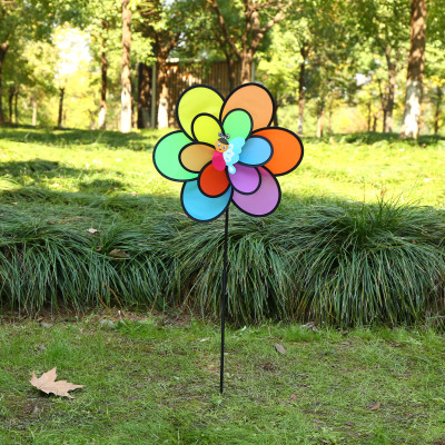 2018 new black edge double leaf insect windmill park selling toys advertising windmill decoration windmill