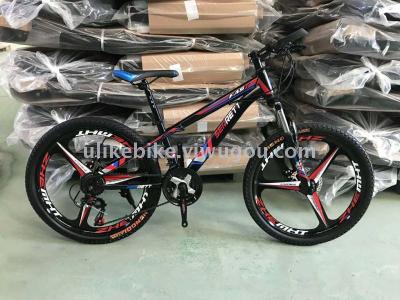 Bike 24 - inch 21 - speed mountain bike high carbon steel frame integrated wheel cushioning wheel factory direct sales