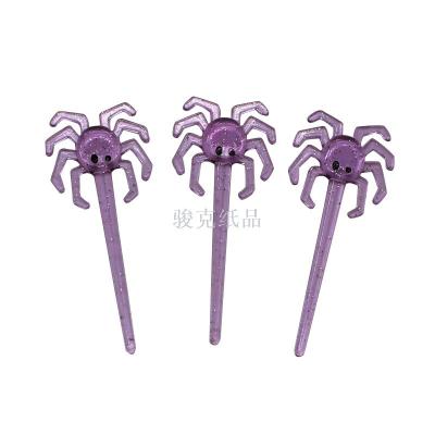 Halloween spider with cup fruit fork party party green can customize the logo fruit fork