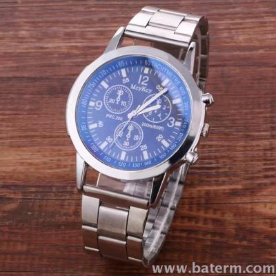 Fashionable selling blue - blue glass three-eyed ornamental steel belt men watches quartz watch gift watch