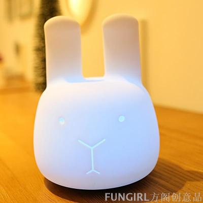 Creative Angora rabbit lamp colorful silicone LED nightlight USB charging atmosphere lamp gift