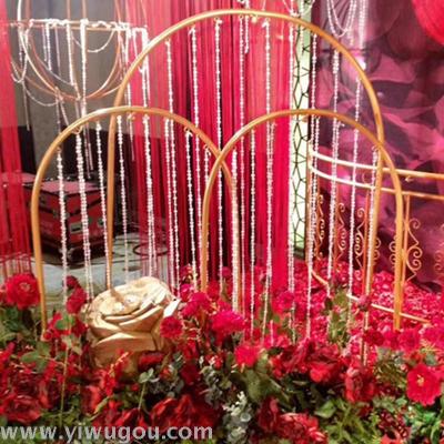 Iron art bead curtain arch shelf three pieces set stage shape decorate the wedding decoration props.