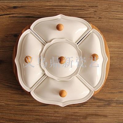 Modern creative ceramic sugar melon seed plate dried fruit plate, European snack dish, with a large fruit tray.