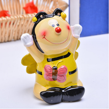 Cartoon color ceramic honeybee piggy bank children's lovely change pot table top decoration accessories piggy bank