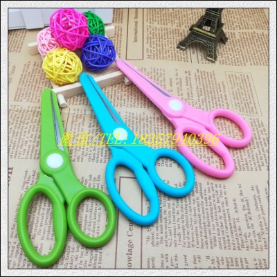 Children's students DIY cute cartoon scissors round head stainless steel wrap edge paper knife.