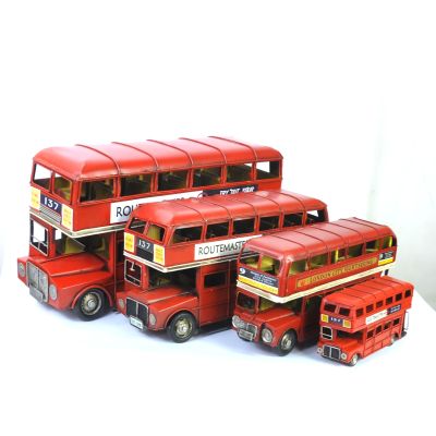 Manufacturers selling handmade Vintage Tin ornaments Home Furnishing double decker bus.