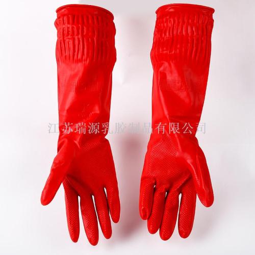 Extended Waterproof Oil-Proof Household Gloves Natural Latex Gloves Daily Necessities Laundry Dishwashing Gloves 80G