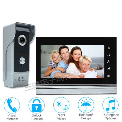 7"Inch Touch Screen Video Door Phone Doorbell Intercom Monitor Visual Security Camera Bell System For Home Office