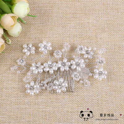 Hairdressing hairpin bride hair comb comb hairpin water diamond pearl hairpin coil hair device hair