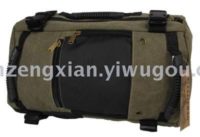 Double shoulder bag leisure canvas three bags of men and women multi-function large capacity parcel post.