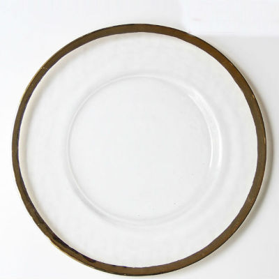 Silver - edged round glass plate, plate, plate and plate.