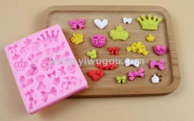 Confection and bake the DIY silicone resin mold 19 hole crown bow cake chocolate soft clay.