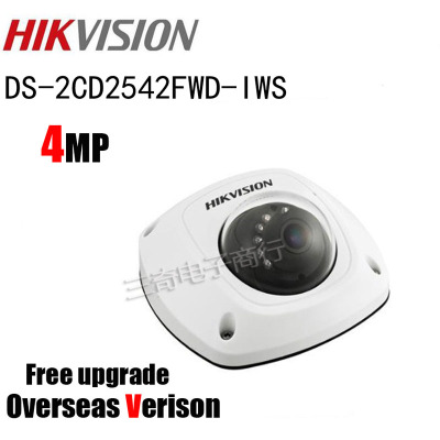 Hikvision DS-2CD2542FWD-IWS 4MP POE IK08 WDR Mini Dome CCTV IP Camera SD Card Slot Built-in microphone Network Camera