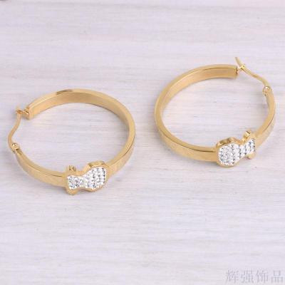 Unique Gold-Plated Stainless Steel Earrings with Diamonds European and American/Korean Fashion Accessories Jewellery