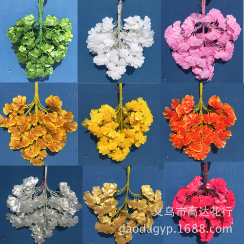 artificial ginkgo fake leaves autumn ginkgo decorative color printing leaves wholesale white ginkgo leaf golden ginkgo