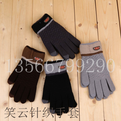 Men's fashion anti - needle jacquard touch screen gloves manufacturers direct selling knitted gloves.