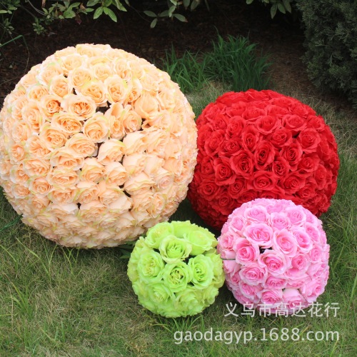 high-end simulation rose ball wedding rose ball hanging decoration flower ball silk flower ball cloth flower ball hydrangea