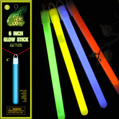 Fluorescent rod 10 x150mm aluminum foil bag packing factory export luminous rod concert party props.