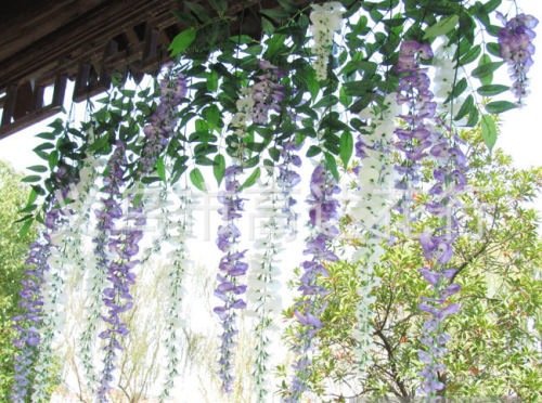 Lengthened Simulation Wisteria Flowers Artificial Flowering Branch Simulation Wisteria Leaves Wedding Road Lead Flower Decoration Rattan Flower