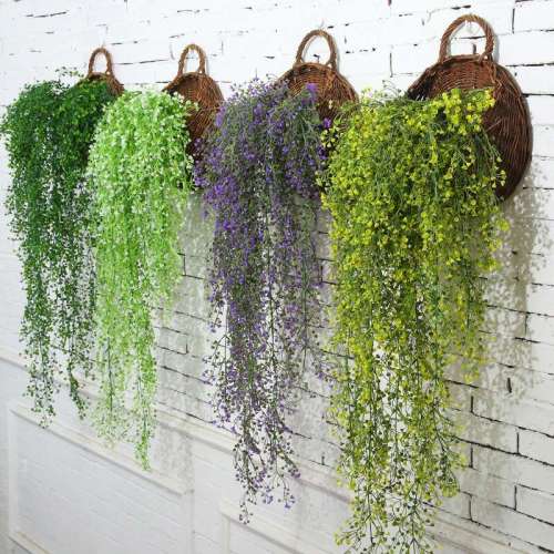 Gundam Simulation Flower Rattan Flower Vine Fake Flower Silk Flower Forsythia Wall Hanging Living Room Air Conditioning Duct Decorative Green Leaf Plant