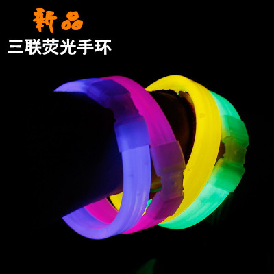 Fluorescent stick is three - the link bracelet Fluorescent night run flat hand ring concert to promote the luminous wrist band.