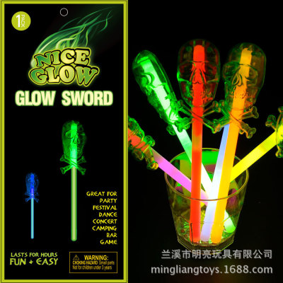 The Factory foreign trade export fluorescent stick is Halloween, Christmas cheer and light prop skeleton staff light sticks.