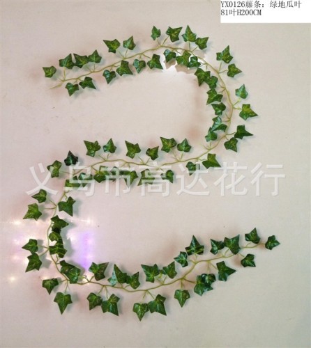 simulation grape leaf rattan plastic fake leaf decoration encryption lobular sweet potato leaf climbing tiger leaf drying rattan