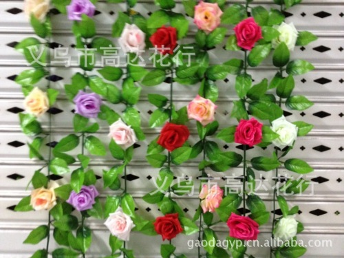 artificial rose vine korean rose fake flower decoration rattan wedding decoration flower vine factory 9 roses