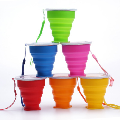 Outdoor portable folding water cup multi-function creative water cup silicone folding cup Bottle Gifts