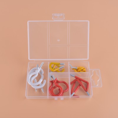 Mini pp box with color package plastic cup hook right Angle hook 20 pieces.