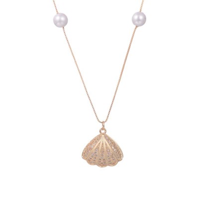 Hot Sale Wish Selling Pearls Gold-Plated Puka Shell Necklace Womens Necklace Foreign Trade Supply