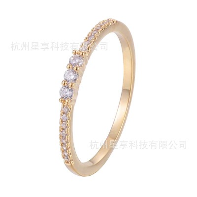 Hot Selling European and American Ladies Plating 18K Gold/Platinum Inlaid Zircon Copper Ring Factory Direct Sales