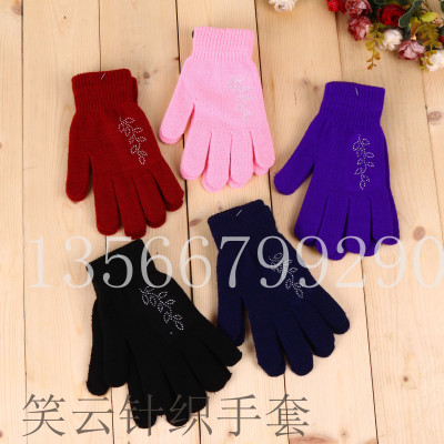 Acrylic fashion pressure drill gloves manufacturers direct selling knitting gloves new men and women.