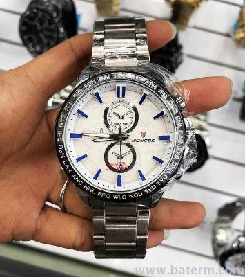 Fashionable high - selling dial sport silver steel belt waterproof men's watch fashion student watch.