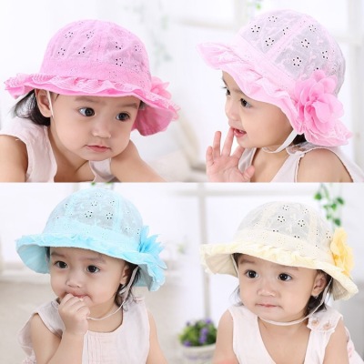 Korean version of the new children's spring and summer hollowed out sunshade female baby sun hat baby fisherman hat wholesale