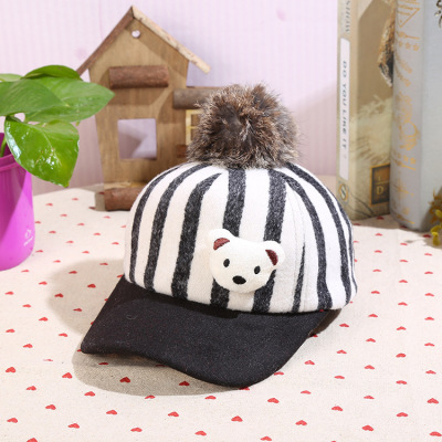 Korean version of woollen duck tongue sun hat children's outdoor knitting baseball cap foreign trade wholesale