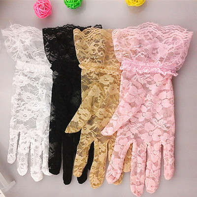 Thin refers to the sun protection lace gloves female outdoor driving anti-slip anti-uv gloves manufacturers wholesale